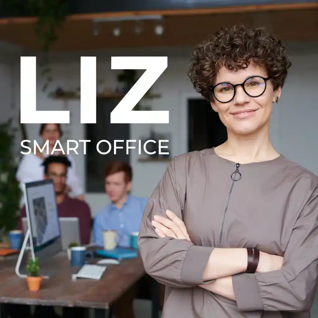 LIZ Smart Office | Hybrides Arbeiten | LIZ-Frau, die Hybrides Arbeiten nutzt