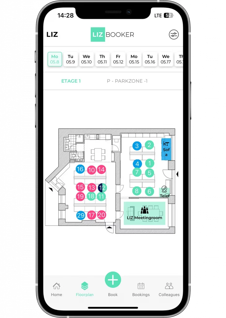 LIZ Smart Office | Arbeitsplatzbuchung App | floorplan