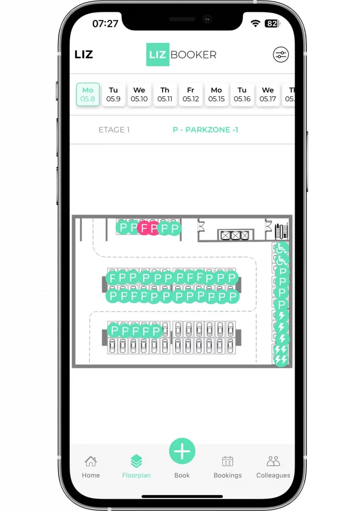 LIZ Smart Office | PARKPLATZ BUCHEN | iphone LIZ Booker