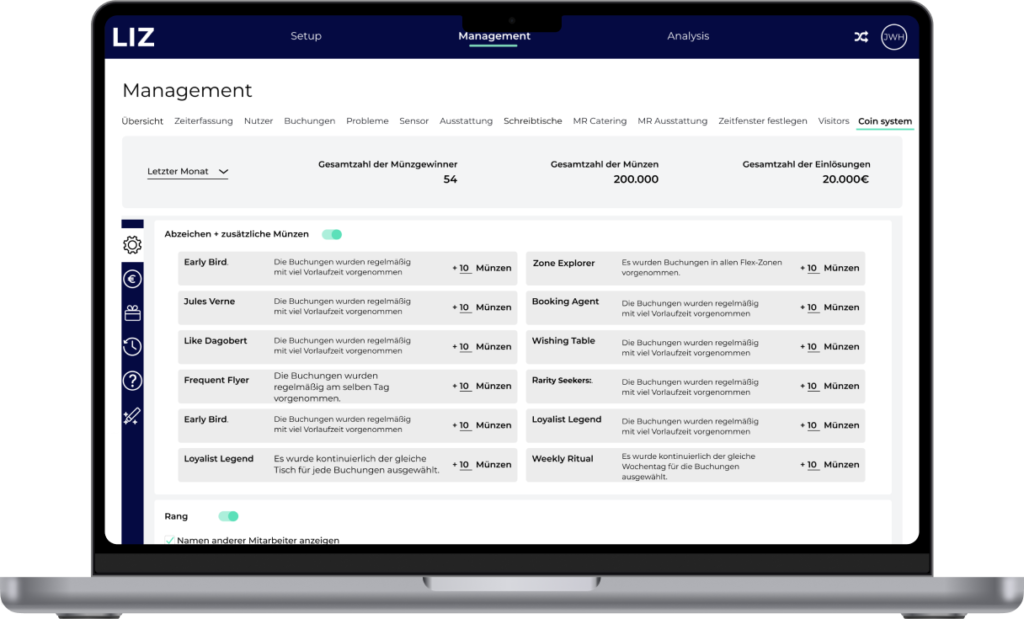 LIZ Smart Office | OfficeHero | Gamification settings