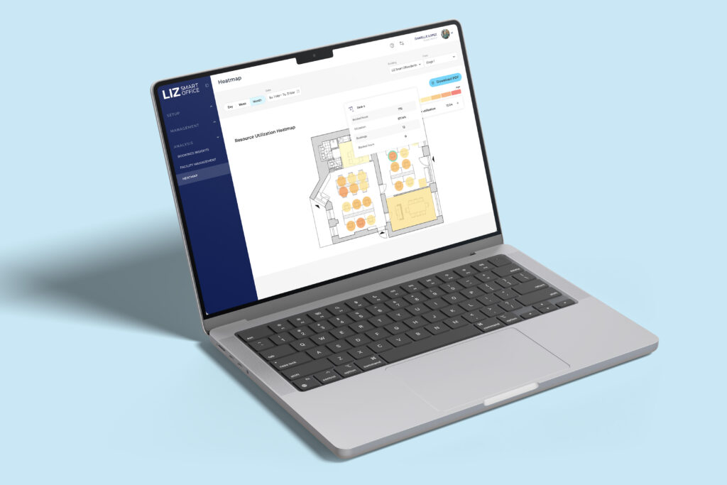Laptop mit LIZ Workspace Manager, Heatmap