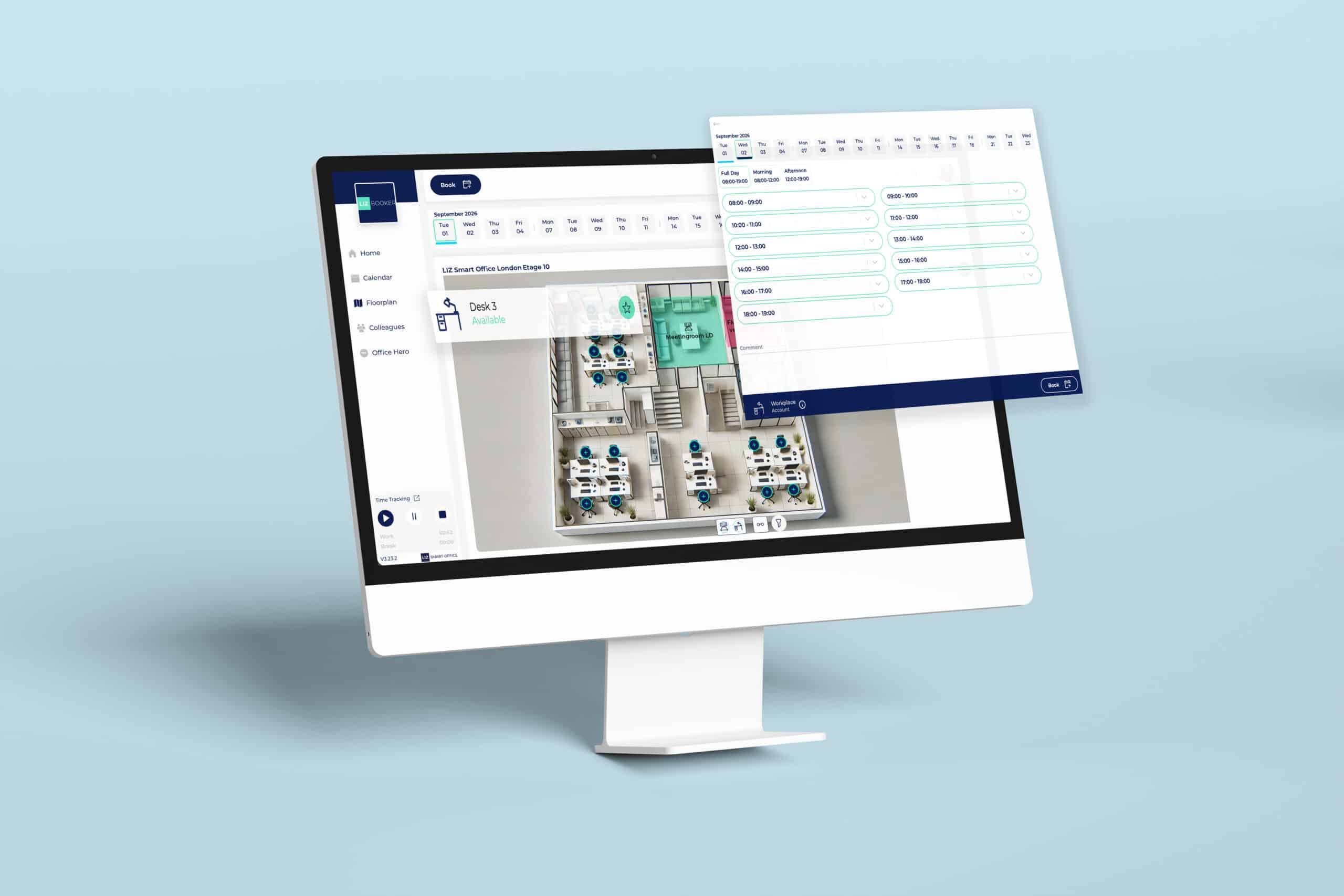 LIZ Desk Booker mit interaktivem Floorplan und Buchungszeiten